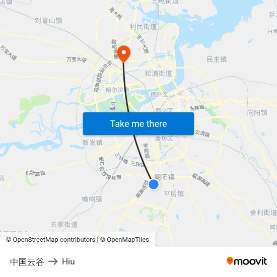 China Cloud Valley to Hiu map
