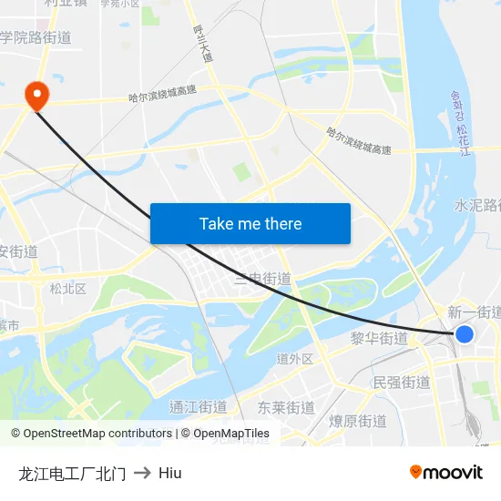 Longjiang Electric Factory North Gate to Hiu map