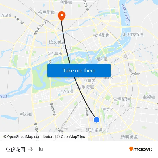Zhengyi Garden to Hiu map