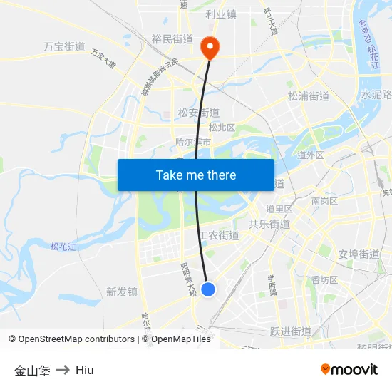 Jinshan Fort to Hiu map