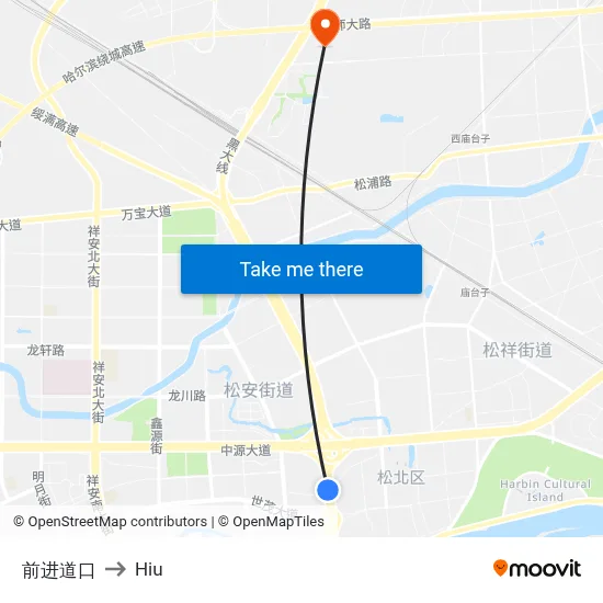 Qianjin Crossing to Hiu map