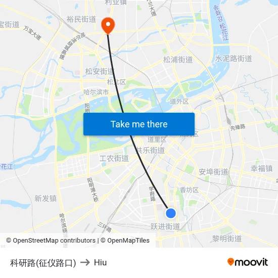 Research Road (Zhengyi Road Junction) to Hiu map