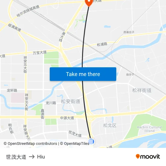 Shimao Avenue to Hiu map
