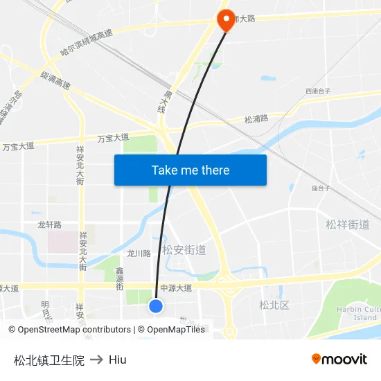 Songbei Town Health Center to Hiu map