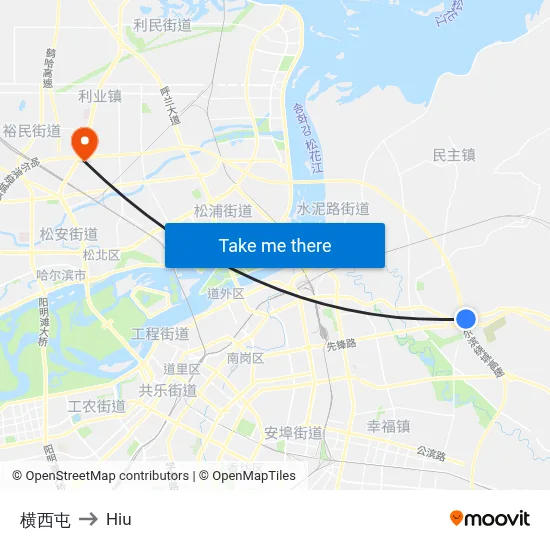 Hengxi Village to Hiu map