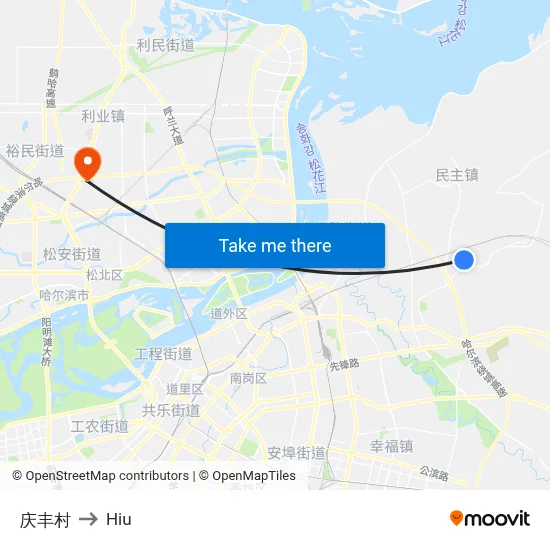 Qingfeng Village to Hiu map
