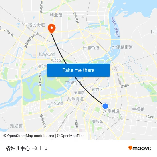省妇儿中心 to Hiu map