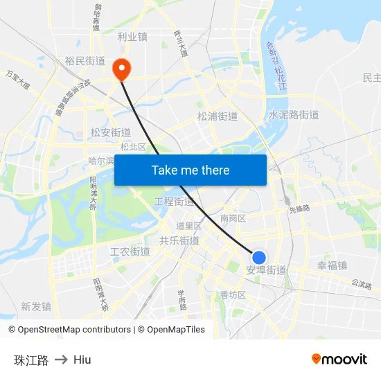 Zhujiang Road to Hiu map