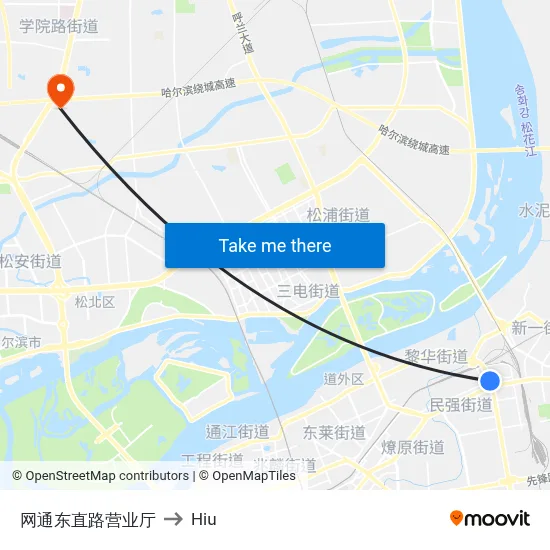 Netcom East Zhilu Office to Hiu map