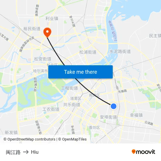 Minjiang Road to Hiu map