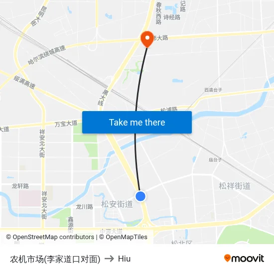 Agricultural Machinery Market (Opposite Lijia Crossing) to Hiu map