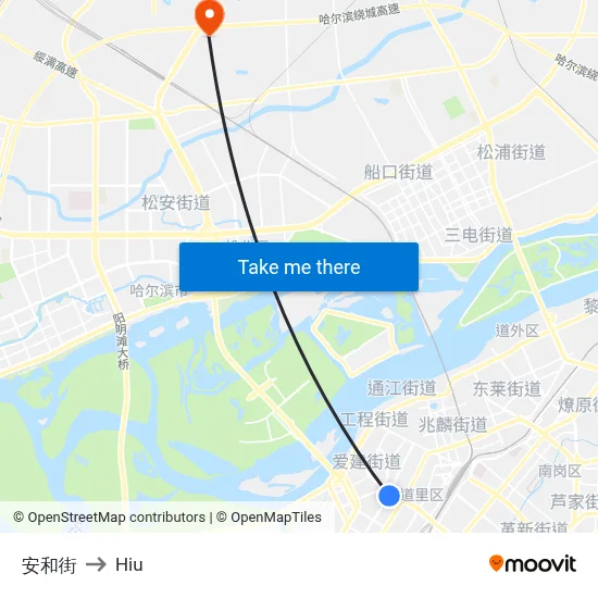 Anhe Street to Hiu map