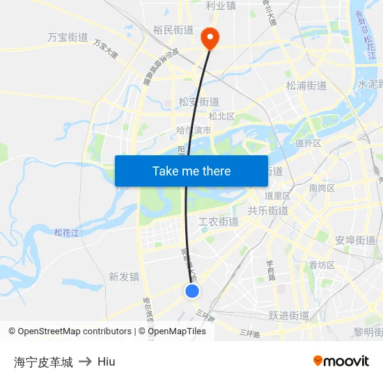 Haining Leather City to Hiu map