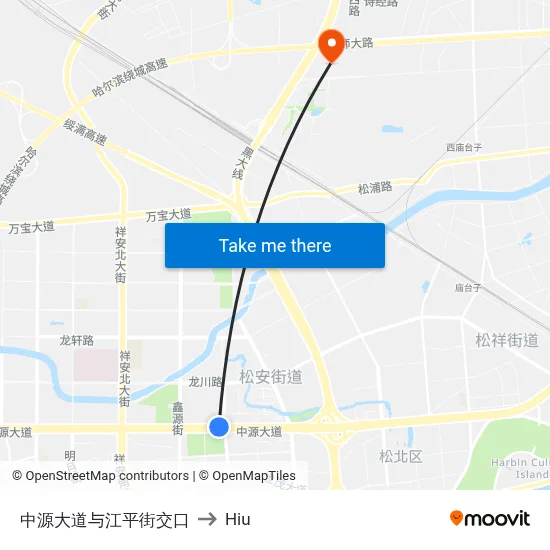 Zhongyuan Avenue and Jiangping Street Intersection to Hiu map