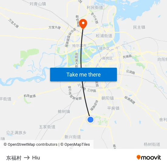 Dongfu Village to Hiu map