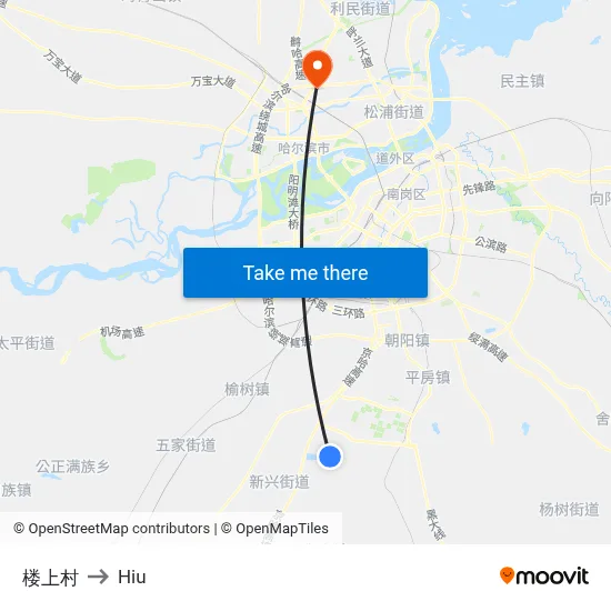Upstairs Village to Hiu map