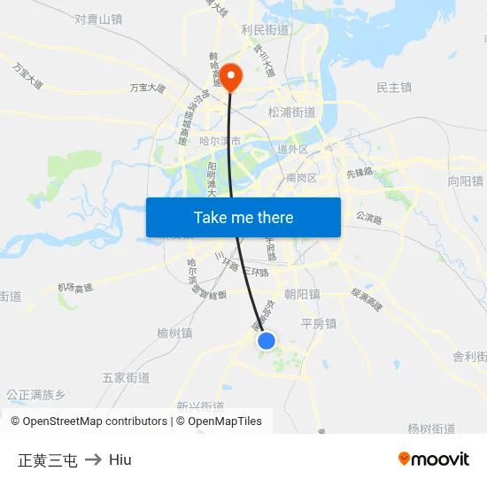 Zhenghuang Santun to Hiu map
