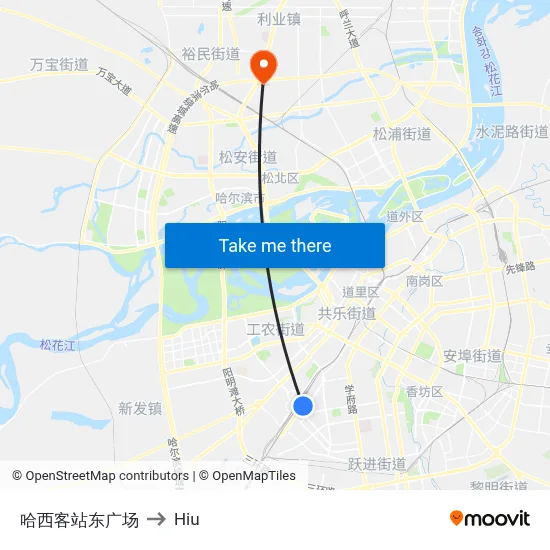 Haxi Station East Square to Hiu map