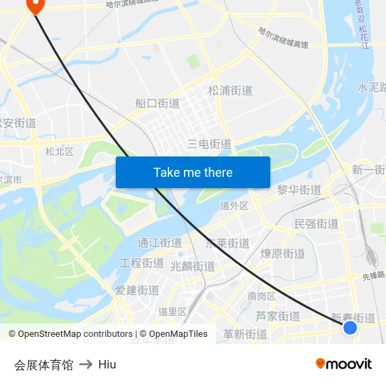 Exhibition Sports Center to Hiu map