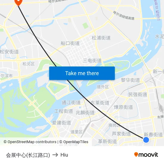 Exhibition Center (Changjiang Road) to Hiu map