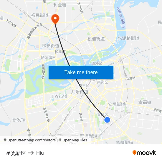 Starlight New District to Hiu map