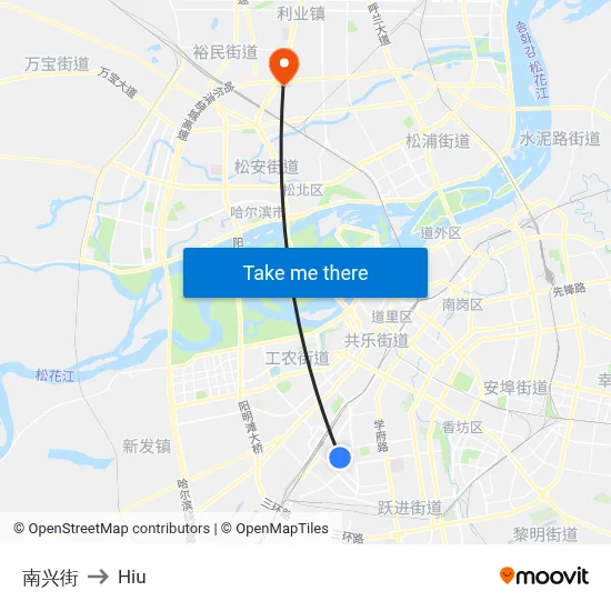 Nanxing Street to Hiu map