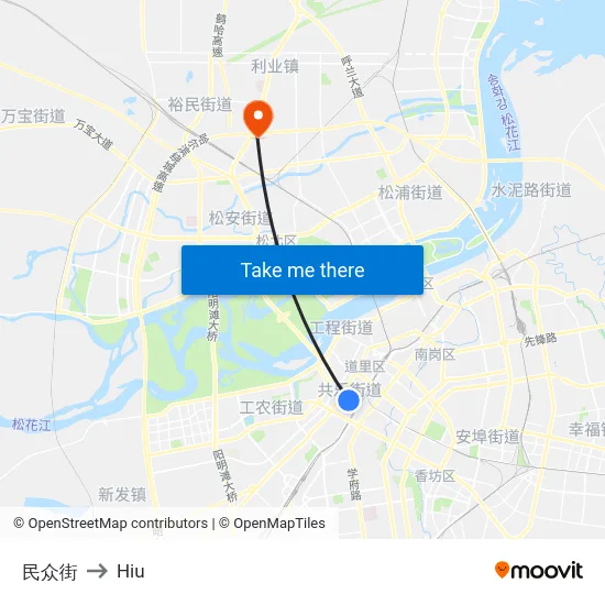 Minzhong Street to Hiu map