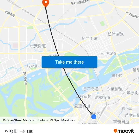 Fushun Street to Hiu map