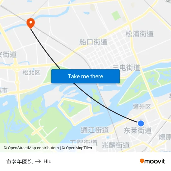 City Elderly Hospital to Hiu map