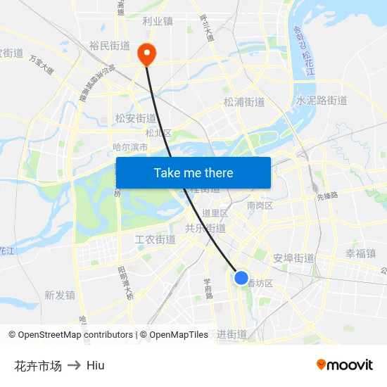 Flower Market to Hiu map