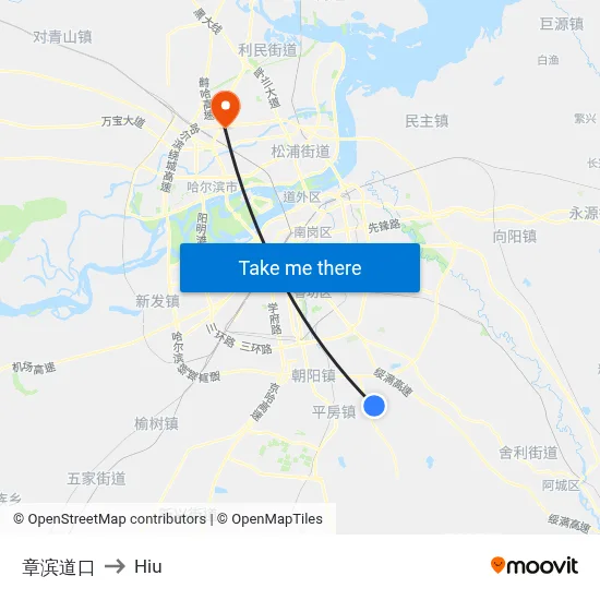 Zhangbin Crossing to Hiu map