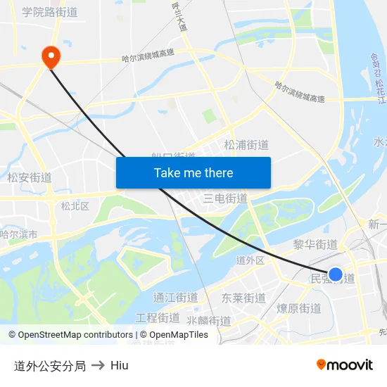 Daowai Police Branch to Hiu map