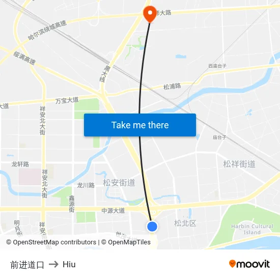 Qianjin Crossing to Hiu map