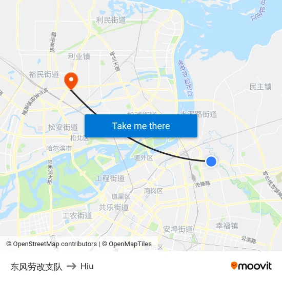 Dongfeng Labor Reform Brigade to Hiu map