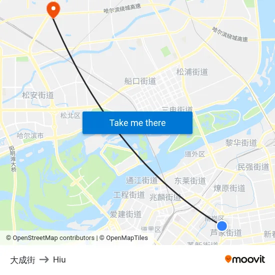 Dacheng Street to Hiu map