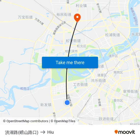 Honghu Road (Laoshan Intersection) to Hiu map