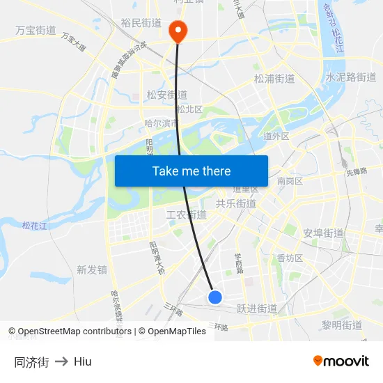 Tongji Street to Hiu map