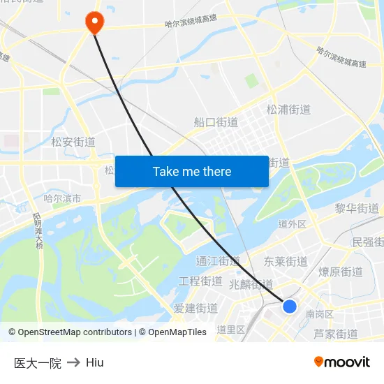 First Hospital of Medical University to Hiu map