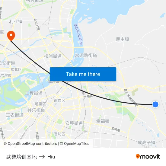 Armed Police Training Base to Hiu map