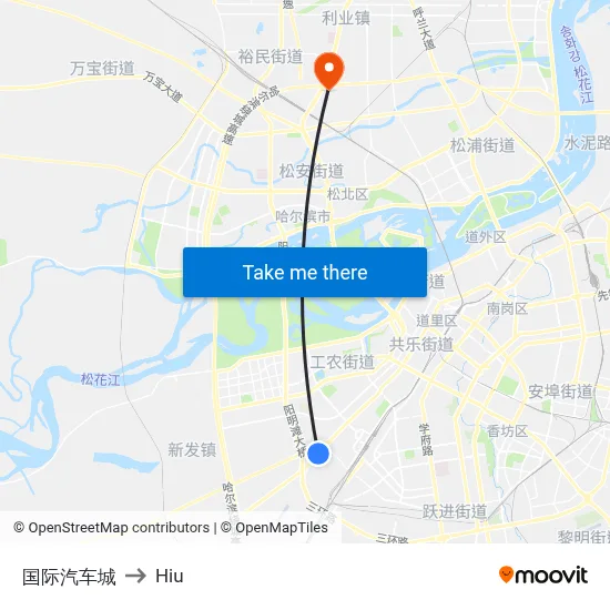 International Auto City to Hiu map