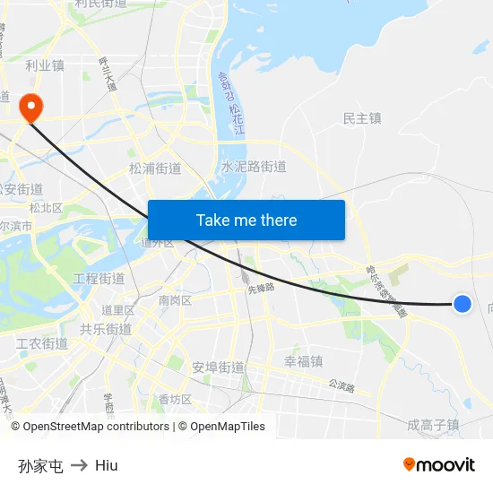 Sun Family Village to Hiu map