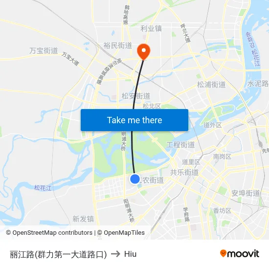 Lijiang Road (Qunli 1st Avenue) to Hiu map