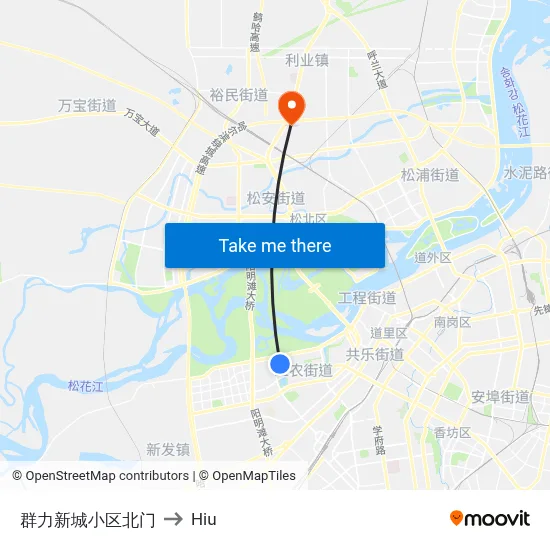 Qunli New City North Gate to Hiu map