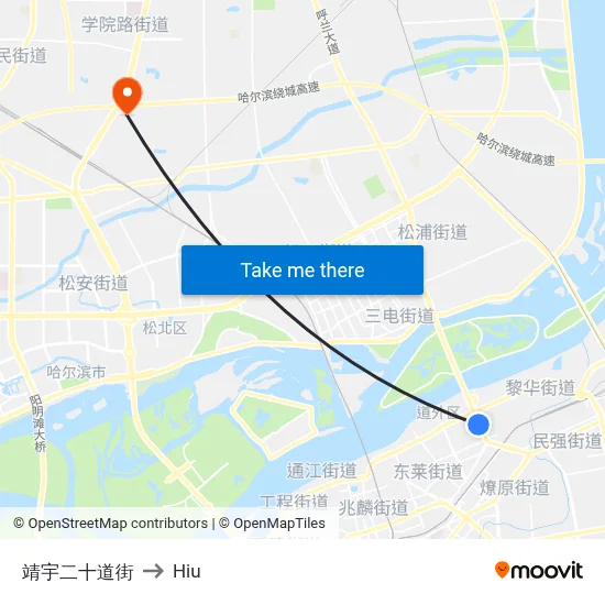Jingyu 20th Street to Hiu map