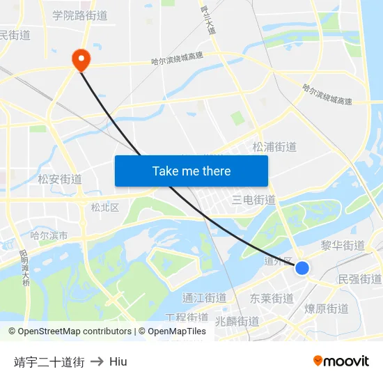 Jingyu 20th Street to Hiu map
