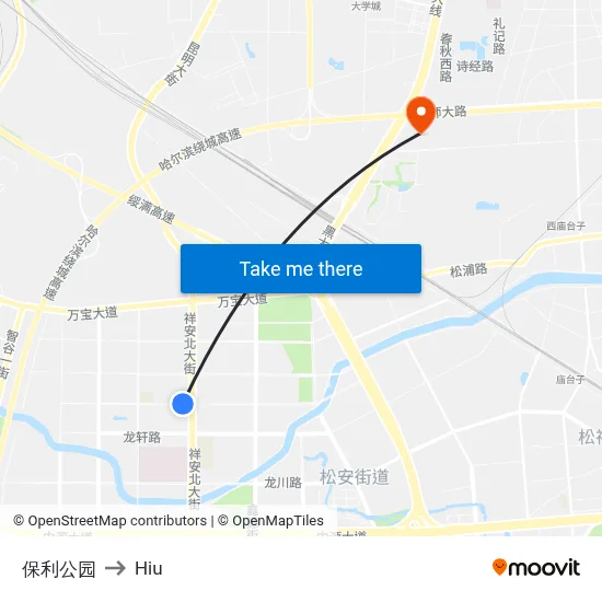 Poly Park to Hiu map