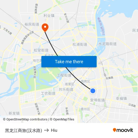 Heilongjiang Business Travel (Hanshui Road) to Hiu map