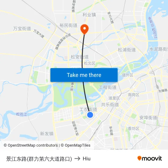 Jiangdong Road (Qunli 6th Avenue Intersection) to Hiu map