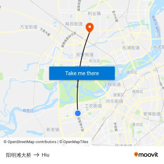 Yangming Beach Bridge to Hiu map
