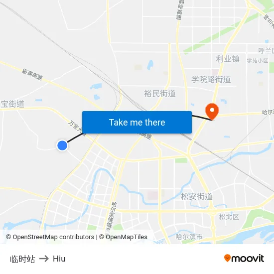 Temporary Station to Hiu map